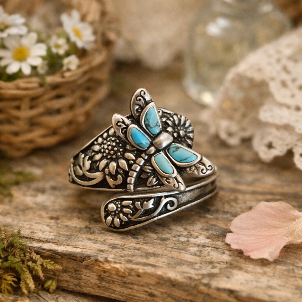 🦋💙 EJALEN Turquoise Dragonfly Ring/wth Box💙🦋